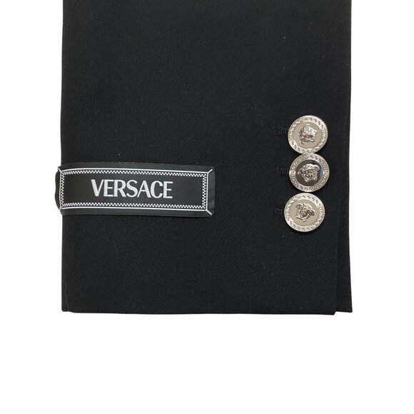 Versace Black Wool Double Breasted Blazer with Silver Buttons - Picture 4 of 6